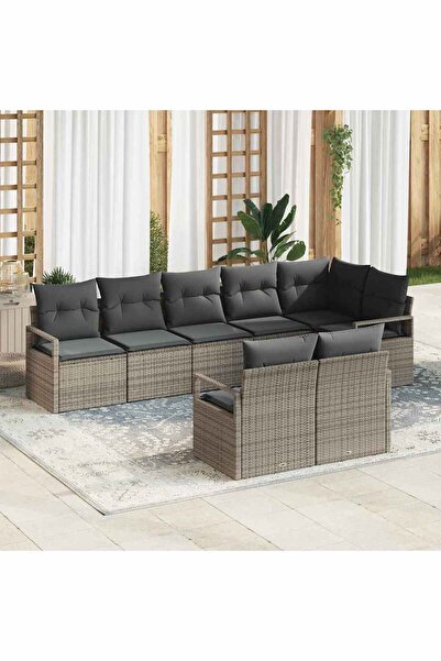 vidaxl Set de canapea 8 pcs Gri poliratan