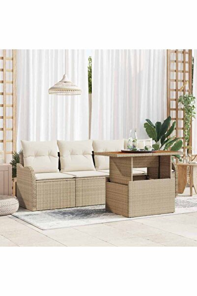 vidaxl Set de canapele pentru gradina 5 pcs Bej poliratan
