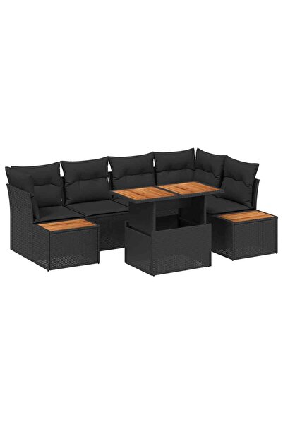 vidaxl Set de canapele pentru gradina 10 pcs Negru Rattan poli