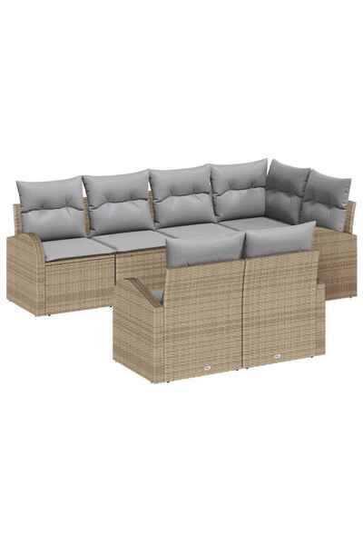 vidaxl Set de canapele pentru gradina 7 pcs Beige È™i gri deschis