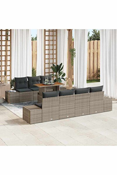 vidaxl Set de canapele pentru gradina 8 pcs Gri Rattan poli