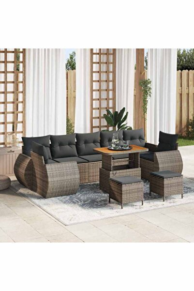 vidaxl Set de canapele pentru gradina 10 pcs Gri poliratan