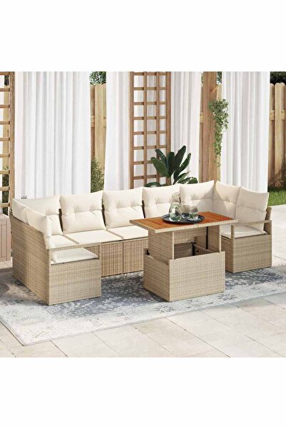vidaxl Set de canapele pentru gradina 8 pcs Bej Rattan poli