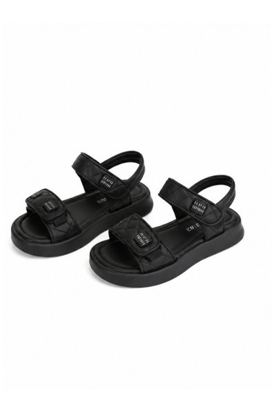 YASSO Sandale copii casual matlasate cu arici Beige & Black