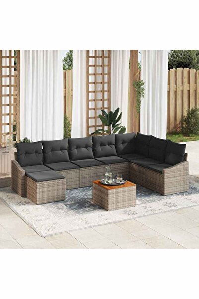 vidaxl Set de canapele pentru gradina 9 pcs Gri poliratan