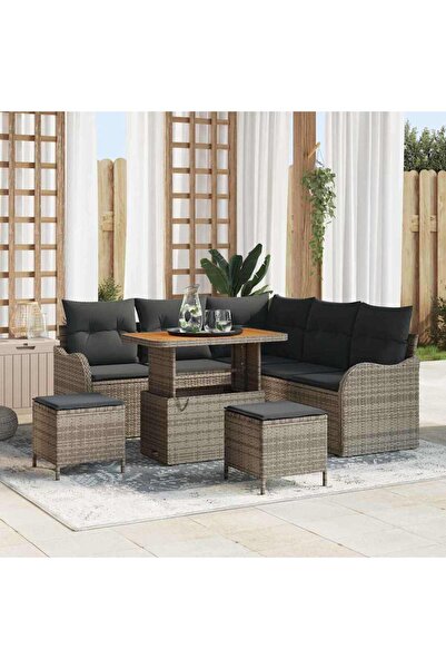 vidaxl Set de canapele pentru gradina cu perna 8 pcs Gri poliratan