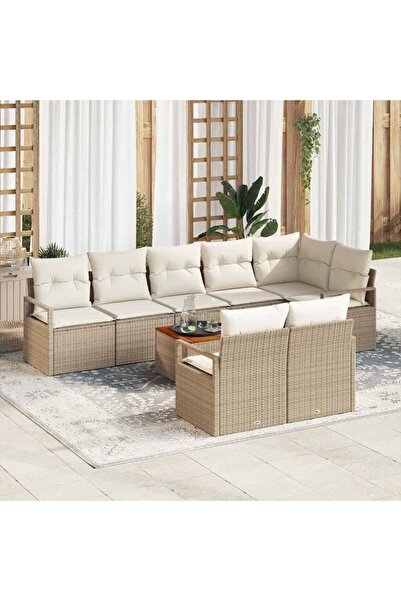 vidaxl Set de canapele pentru gradina 9 pcs Bej È™i crem poliratan