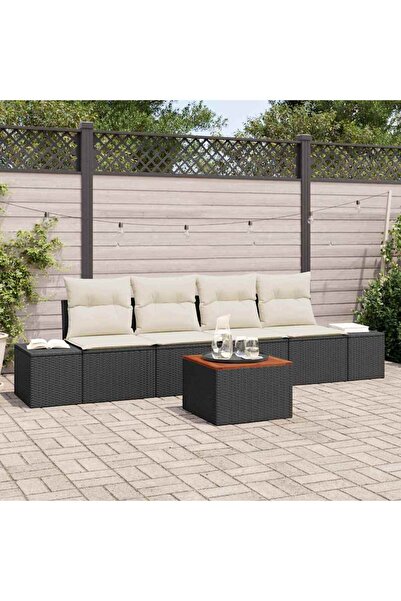 vidaxl Set de canapele pentru gradina 5 pcs Negru È™i Crem poliratan