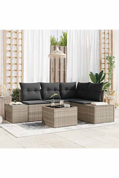 vidaxl Set de canapele pentru gradina 5 pcs Gri deschis poliratan