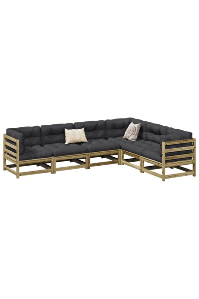 vidaxl Set canapea de gradina, 6 piese, lemn de pin tratat