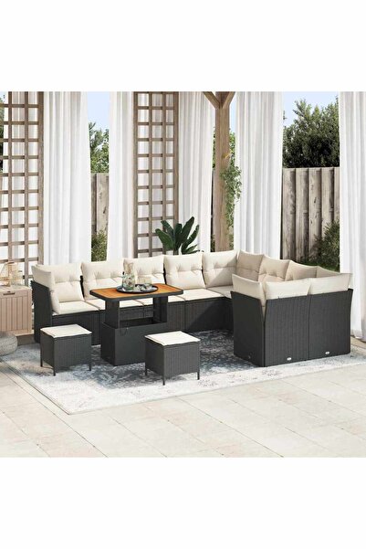 vidaxl Set de canapele pentru gradina 12 pcs Negru poliratan