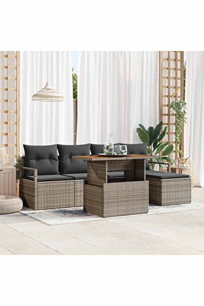 vidaxl Set de canapele pentru gradina 6 pcs Gri Rattan poli