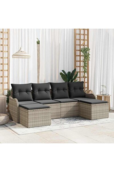 vidaxl Set de canapele pentru gradina 6 pcs Gri deschis Rattan poli