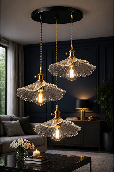 Luna Lighting Madrid Model Şeffaf Cam Klasik Oturma Odası Salon Mutfak Antre ...