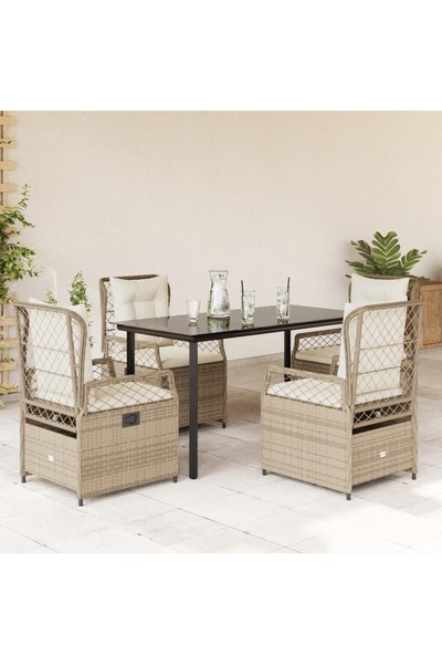 vidaxl Set mobilier de gradina cu perne, 5 piese, bej, poliratan