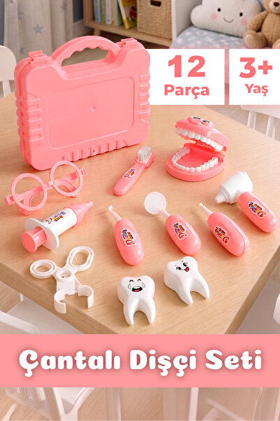 Meleni Toys 12 Parça Dişçi Oyun Seti - Taşınabilir Çantalı Eğitici Öğretici D...