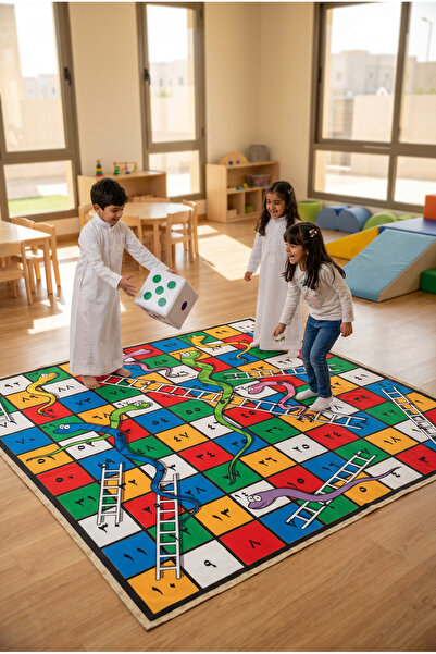 PRINTS لعبة السلم والثعبان 3 × 3 متر – بنر مطبوع لعبة أرضية كبيرة للفعاليات و...