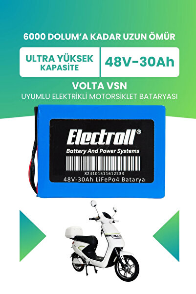 Volta Vsn Batarya (Ultra Yüksek Kapasite) LiFePO4 48V 30Ah Elektrikli Motosiklet Bataryası