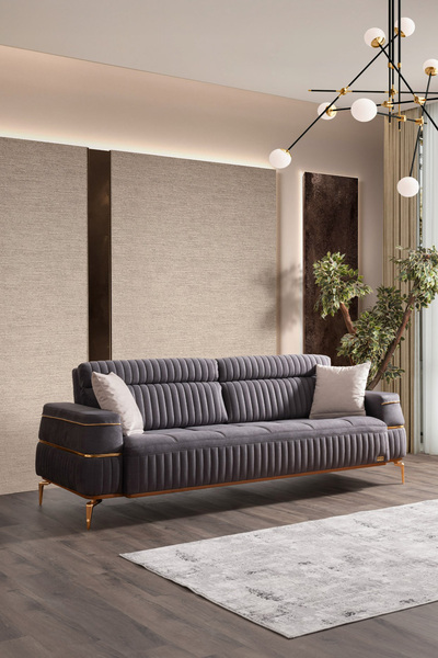 İYENA HOME LİVİNG Hilton Mekanizmalı 3'lü Koltuk Antrasit