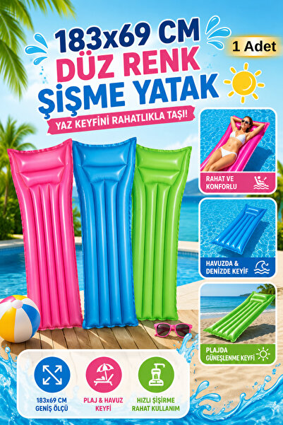 Tamsena Store 183X69 cm Inflatable Sea Bed Solid Color Single Person Pool Bea...