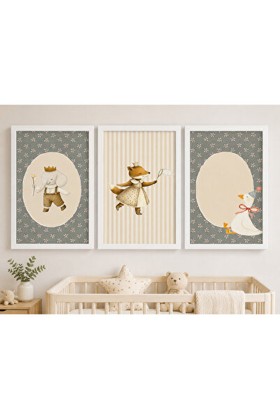 Zen Ahşap Tasarım 3 lü Bebek ve Çocuk Odası Duvar Tablosu
