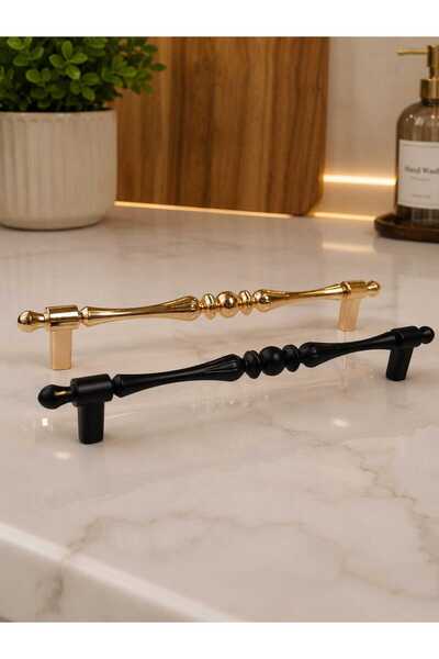 GOLDKULP Modern Elmas Dokulu Dekoratif Kulp - 160mm Siyah/Gold - Şifonyer ve ...