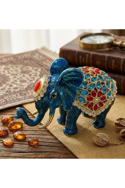 Mihristore Taşlı Fil Figürü Dekoratif Fil Hediyelik Fil Figür 11 Cm