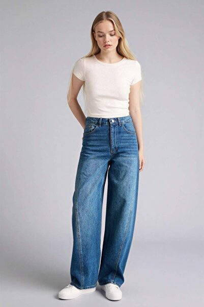 DeFacto Barrel Fit High Waist Straight Leg Long Jean Pants G4934Ax26Sm