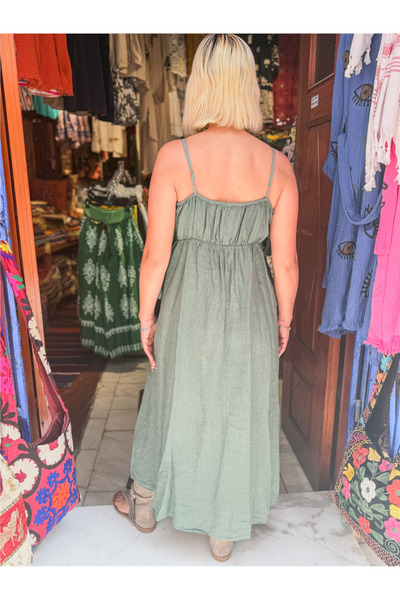 Miss Boheme Khaki Color Italian Linen Shorts Tunic Set