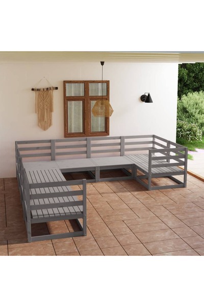 vidaxl Set mobilier de gradina, 8 piese, lemn masiv de pin