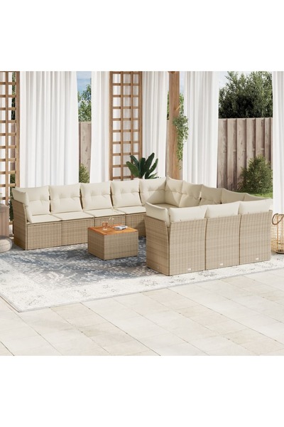 vidaxl Set canapele de gradina cu perne, 12 piese, bej, poliratan