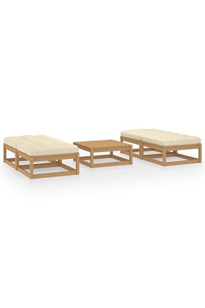 vidaxl Set mobilier de gradina cu perne, 5 piese, lemn masiv de pin