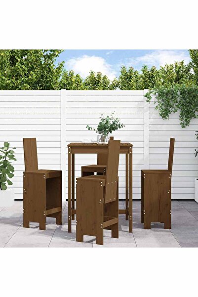 vidaxl Garden bar furniture set, 5 pieces, honey brown, solid pine wood