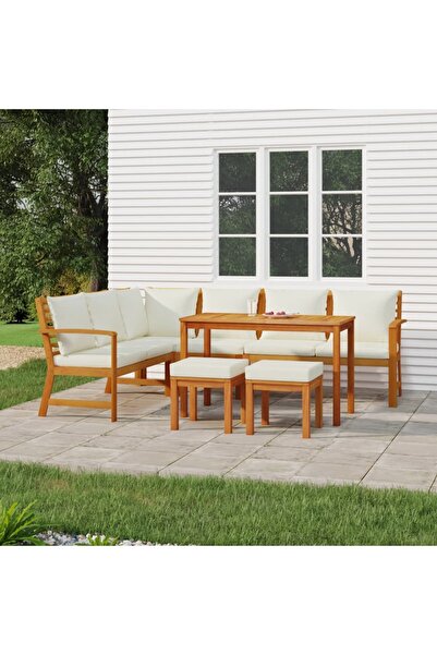 vidaxl Set mobilier de gradina cu perne, 7 piese, lemn masiv de acacia