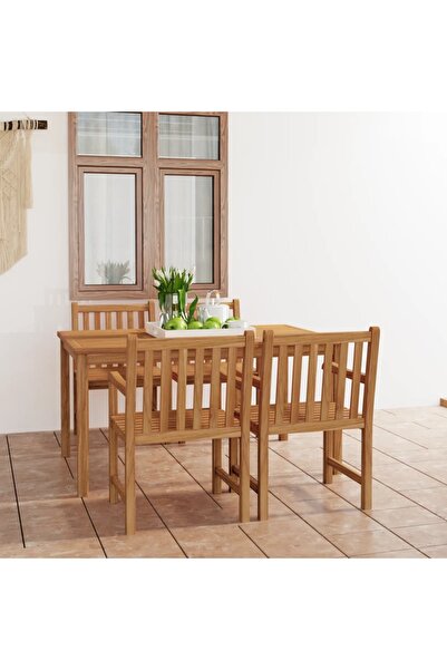 vidaxl Set de mobilier de gradina cu 5 piese, 150x90 cm, lemn masiv de tec