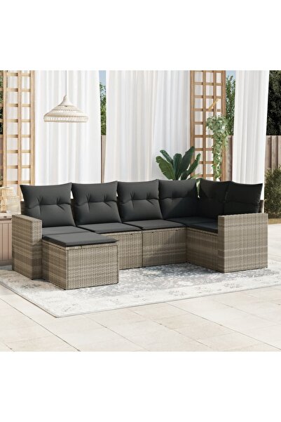 vidaxl Set canapele de gradina cu perne, 6 piese gri deschis poliratan