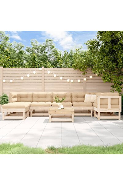 vidaxl Set mobilier de gradina din 8 piese, lemn masiv de pin