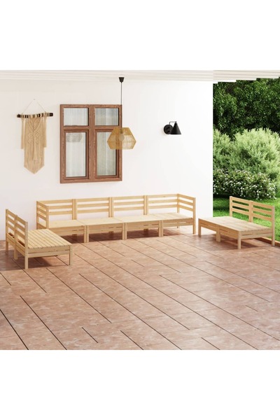 vidaxl Set mobilier de gradina, 8 piese, lemn masiv de pin