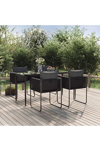 vidaxl Garden dining set, 5 pieces, black