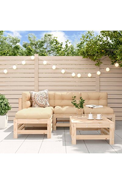 vidaxl Set mobilier relaxare de gradina 5 piese lemn masiv de pin