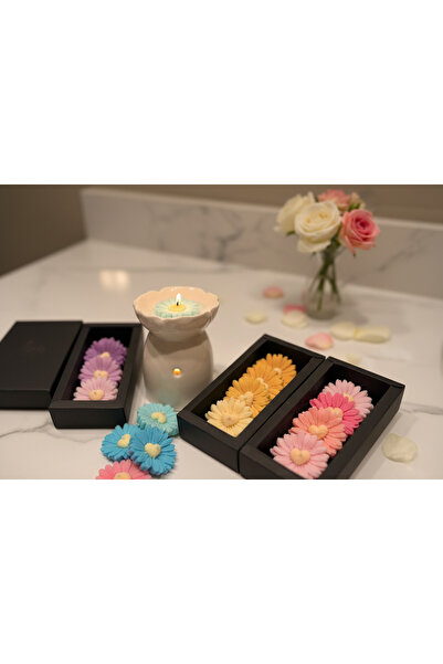 Candellover Set of 4 scented candles in the shape of a daisy, Daisy Flower