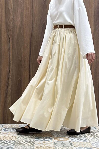 Faya Boutique Butteryellow Ceinture Belted Linen Skirt