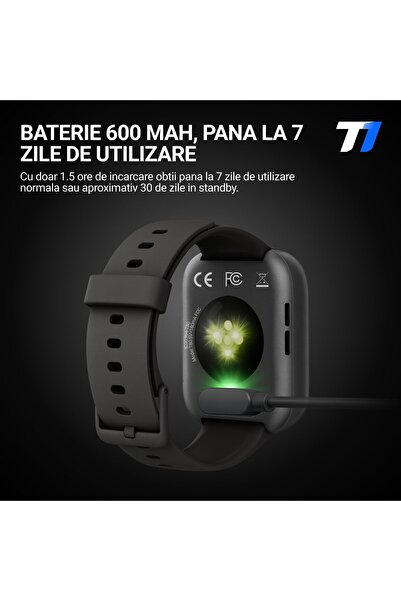 Techone Ceas Smartwatch Barbati CardioX Elite, 1.95 inch SUPER AMOLED, Android / iOS, Negru