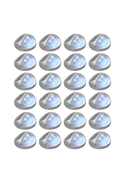 vidaxl Lampi solare de perete exterior 24 buc. argintiu rotund LED