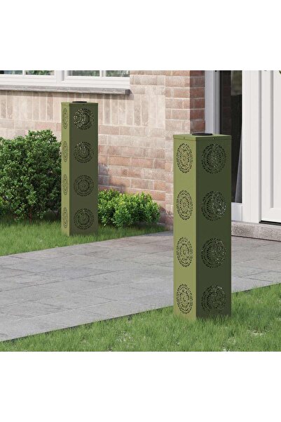 vidaxl Lumina LED Solara pentru Alei 2 pcs Verde masliniu