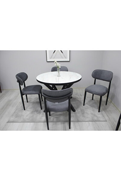 ROYALİSA TABLE CHAİR LOFT LARA LAK PANEL YUVARLAK AÇILIR MUTFAK SETĪ