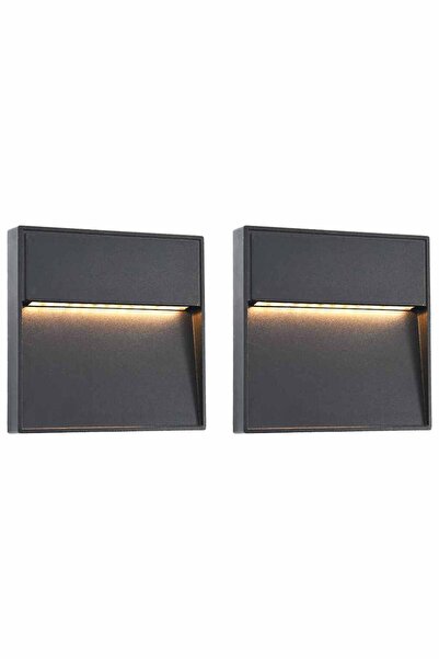 vidaxl Lampi de perete LED de exterior, 2 buc., negru, 3 W, patrat