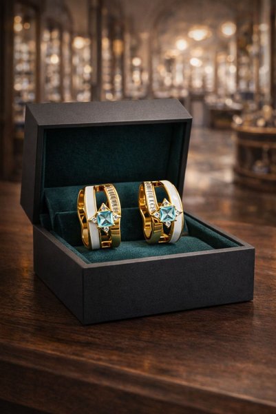 mischa jewelry أقراط نسائية ذهبية مرصعة بحجر الزركون على شكل نجمة الياقوت - سلسلة لا تفقد بريقها