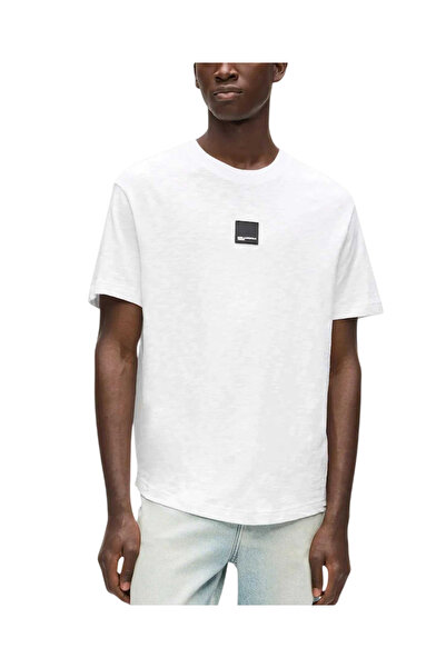 Karl Lagerfeld Ανδρικό Curved Hem T-shirt Λευκό Jeans B2M17048-100 WHITE