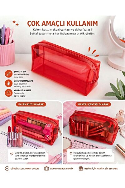 alisa Transparent Colored Pen Holder & Makeup Bag – Multi-Purpose Waterproof ...